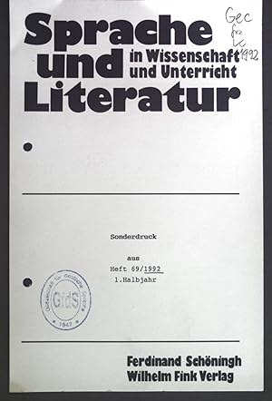 Bild des Verkufers fr Wandeln sich Einstellungen zum Deutschen? Germanismen des Jahres 1991 in Frankreich - aus: Sprache und Literatur in Wissenschaft und Unterricht. Sonderdruck aus Heft 69/1992 1. Halbjahr. zum Verkauf von books4less (Versandantiquariat Petra Gros GmbH & Co. KG)