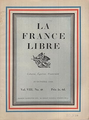 Seller image for France libre; libert, galit, fraternit. VOL VIII N 48 for sale by PRISCA