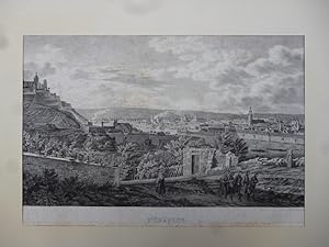 Orig. Lithographie Würzburg Gesamtansicht von Südwesten um 1830