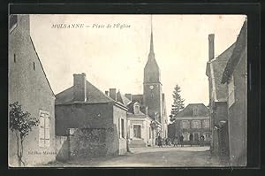 Carte postale Mulsanne, Place de l`Eglise