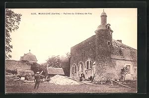 Carte postale Mansigne, Ruines du Chateau de Fay