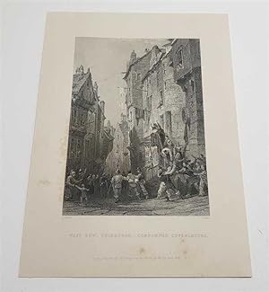 Seller image for West Bow Edinburgh, Condemned Covenanters (1838 Engraving) for sale by Maynard & Bradley