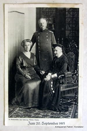 Seller image for Ansichtskarte mit Gruppenbild des badischen Groherzogpaars Friedrich II. und Hilda sowie der Groherzoginwitwe Luise. Foto: Wilhelm Kuntzemller, Druck: Haas, Mannheim, 1915. Ungelaufen. for sale by Jrgen Patzer