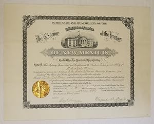 Imagen del vendedor de In the Name and by the Authority of the United States of America the Governor of the Territory of New Mexico.appoint and commission.as a delegate to the Inter-National Mining Congress, 1900. (signed state document) a la venta por Eureka Books