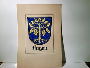 " Heraldische Tafel ". Heraldik / Wappenkunde / Stadtwappen. Hagen. Vorliegend sehr schöne Wappen...