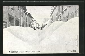 Carte postale Nozeroy, Rue St. Antoine, Hiver 1907