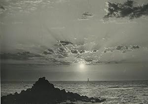 France Seaside Lighthouse Sun Study Old Photo Defossez 1970's