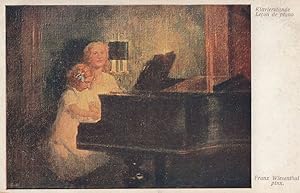 Franz Wiesenthal Piano Lesson Lecon De Antique Painting Postcard