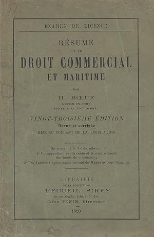 Droit commercial et maritime (résumé sur le)
