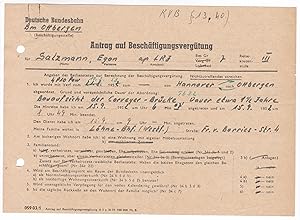 Deutsche Reichsbahn Hannover/Kassel. Dokumente bzgl. Unterstützung, Lieferung, Versetzung, Antrag...