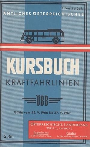 Amtliches Österreichisches Kursbuch, Kraftfahrlinien mit Übersichtskarte, Gültig vom 22.05.1966 b...