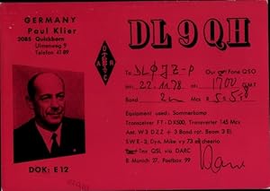 Bild des Verkufers fr Ansichtskarte / Postkarte QSL Karte, Funkerkarte DL9QH, Paul Klier, Quickborn zum Verkauf von akpool GmbH