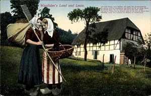 Ansichtskarte / Postkarte Bauernmädchen in typischer westfälischer Tracht