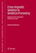 Seller image for Cross-linguistic Variation in Sentence Processing for sale by moluna