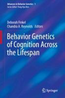 Bild des Verkufers fr Behavior Genetics of Cognition Across the Lifespan zum Verkauf von moluna