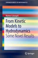 Image du vendeur pour From Kinetic Models to Hydrodynamics mis en vente par moluna