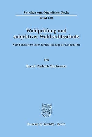 Image du vendeur pour Wahlprfung und subjektiver Wahlrechtsschutz nach Bundesrecht unter Bercksichtigung der Landesrechte mis en vente par moluna