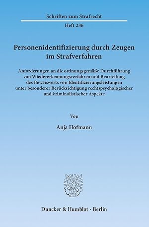 Seller image for Personenidentifizierung durch Zeugen im Strafverfahren for sale by moluna