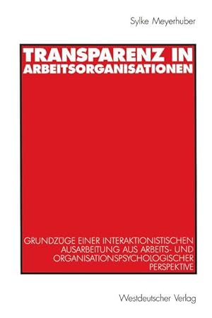 Bild des Verkufers fr Transparenz in Arbeitsorganisationen zum Verkauf von moluna