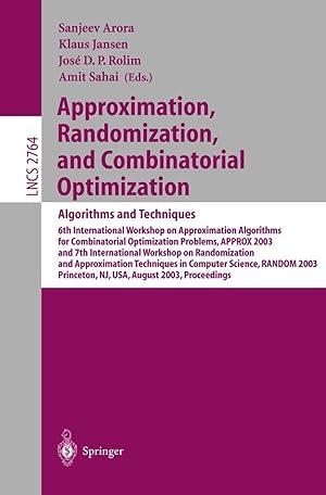 Bild des Verkufers fr Approximation, Randomization, and Combinatorial Optimization zum Verkauf von moluna