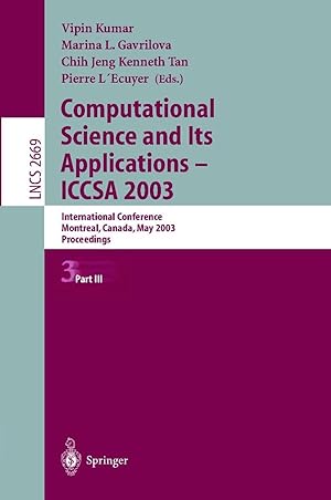 Bild des Verkufers fr Computational Science and Its Applications - ICCSA 2003. Part 3 zum Verkauf von moluna
