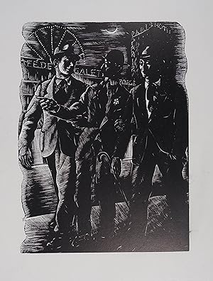 Holzstich "Drei Herren" um 1950, 15 x 11 cm (25 x 17 cm Blattgr.)