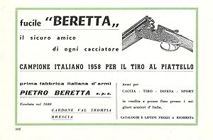 Seller image for Fucile Beretta, campione italiano 1958 tiro al piatello. Pubblicita 1959 for sale by libreria biblos