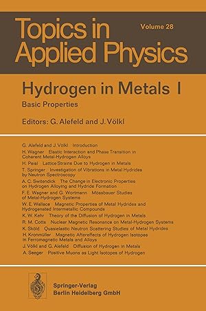 Imagen del vendedor de Hydrogen in Metals I a la venta por moluna