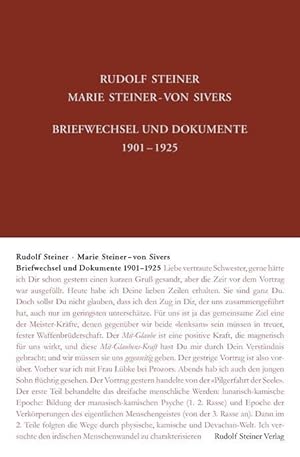 Bild des Verkufers fr Briefwechsel und Dokumente 1901-1925: Rudolf Steiner - Marie Steiner-von Sivers zum Verkauf von moluna