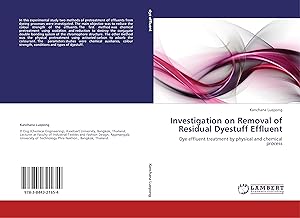Imagen del vendedor de Investigation on Removal of Residual Dyestuff Effluent a la venta por moluna