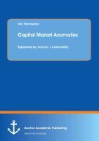 Seller image for Capital Market Anomalies: Explained by humans irrationality for sale by moluna