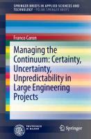 Imagen del vendedor de Managing the Continuum: Certainty, Uncertainty, Unpredictability in Large Engineering Projects a la venta por moluna