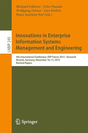 Bild des Verkufers fr Innovations in Enterprise Information Systems Management and Engineering zum Verkauf von moluna