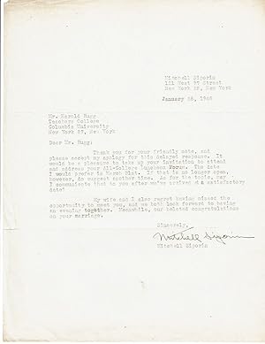 TYPED LETTER TO EDUCATOR HAROLD RUGG SIGNED BY SOCIAL REALIST AMERICAN PAINTER MITCHELL SIPORIN.