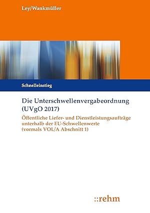 Seller image for Die Unterschwellenvergabeordnung (UVgO 2017) for sale by moluna