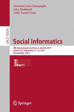 Bild des Verk�ufers f�r Social Informatics zum Verkauf von moluna