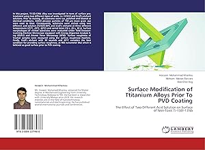 Imagen del vendedor de Surface Modification of Ttitanium Alloys Prior To PVD Coating a la venta por moluna