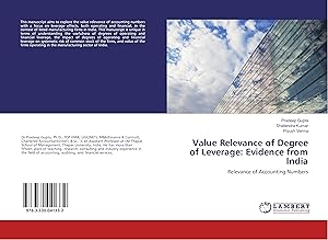 Immagine del venditore per Value Relevance of Degree of Leverage: Evidence from India venduto da moluna