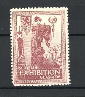 Image du vendeur pour Reklamemarke Glasgow, Scottish Exhibition 1911, Gttin blickt zum Ort, braun mis en vente par Bartko-Reher