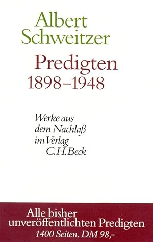 Bild des Verkufers fr Werke aus dem Nachlass / Predigten 1898-1948 zum Verkauf von moluna