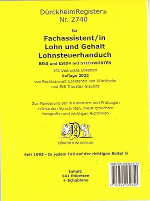 Bild des Verkufers fr DrckheimRegister BMF-Lohnsteuerhandbuch/EStG. Fachassistent Lohn und Gehalt (2020) zum Verkauf von moluna