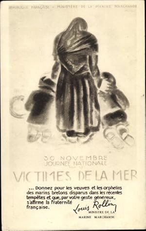 Künstler Ansichtskarte / Postkarte Victimes de la Mer, Republique Francaise, Ministere de la Mari...