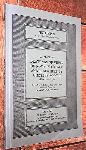 Seller image for Catalogue Of Drawings Of Views Of Rome, Florence And Elsewhere By Guiseppe Zocchi. (Florence 1711-1767). Originally In The Collection Of Sir Horace Mann Collection And Now The Property Of Mrs D Herbert, Of South Africa. 11th July 1979 for sale by Dodman Books