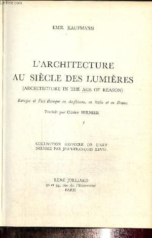 Bild des Verkufers fr L'architecture au sicle des lumires. (Collection Histoire de l'art) zum Verkauf von Le-Livre