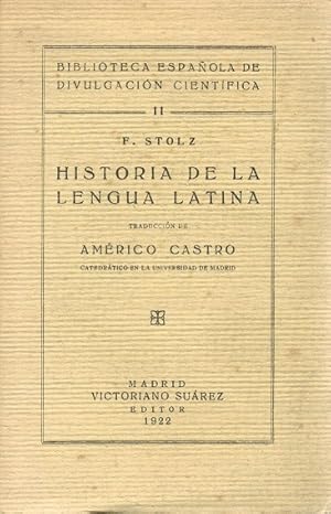 Seller image for Historia de la lengua latina. Traduccin de Amrico Castro. for sale by La Librera, Iberoamerikan. Buchhandlung