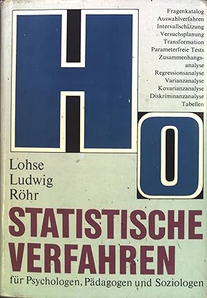 Seller image for Statistische Verfahren fr Psychologen, Pdagogen und Soziologen. for sale by books4less (Versandantiquariat Petra Gros GmbH & Co. KG)