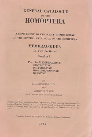 General Catalogue of the Homoptera. A Supplement to Fascicle. I: Membracoidea of the General Cata...