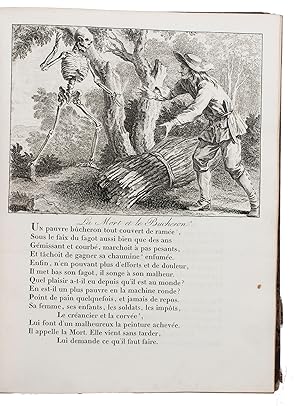 Seller image for La Fontaine en estampes, ou nouvelle dition des fables, plus complte que les prcdentes; prcde de la vie de l'auteur, extraite du nouvel ouvrage de M. Walckenaer.Paris, Auguste Nepveu, 1821. 4to. With an engraving on the title-page (Aesop talking with the animals before a bust of La Fontaine) and 110 half-page engravings illustrating the fables. Contemporary half brown sheepskin. for sale by Antiquariaat FORUM BV