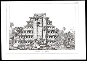 Antique Print-ARCHITECTURE-PYRAMID-PAPANTLA-MEXICO-Nuova Enciclopedia-1866