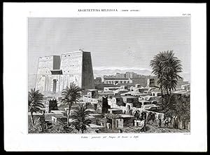 Antique Print-ARCHITECTURE-EDFU-TEMPLE-EGYPT-CAMEL-Nuova Enciclopedia-1866